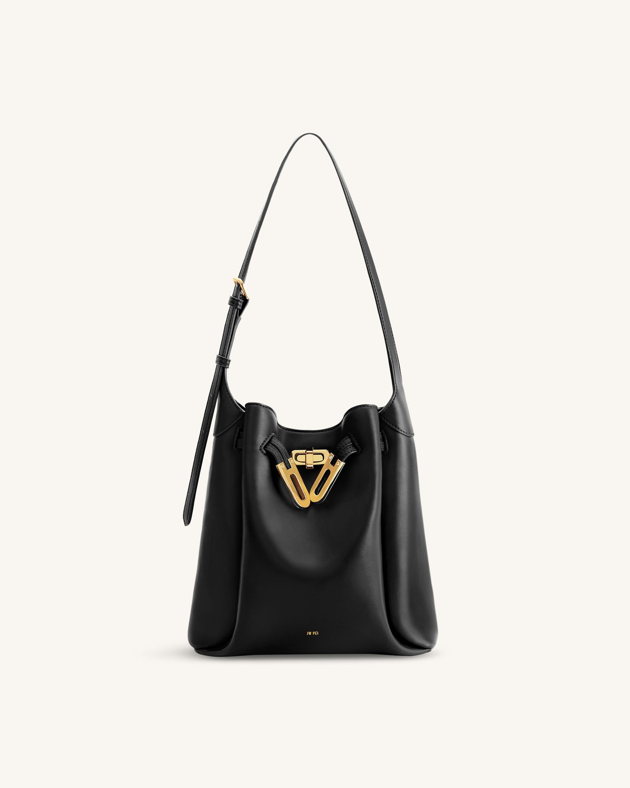 Charlene Double Buckle Hobo Bag - Black