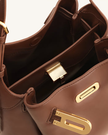 Charlene Double Buckle Hobo Bag - Brown