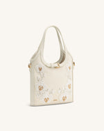 Brooke Mini Belted Embellished Orchid Beaded Top Handle Bag - Ivory