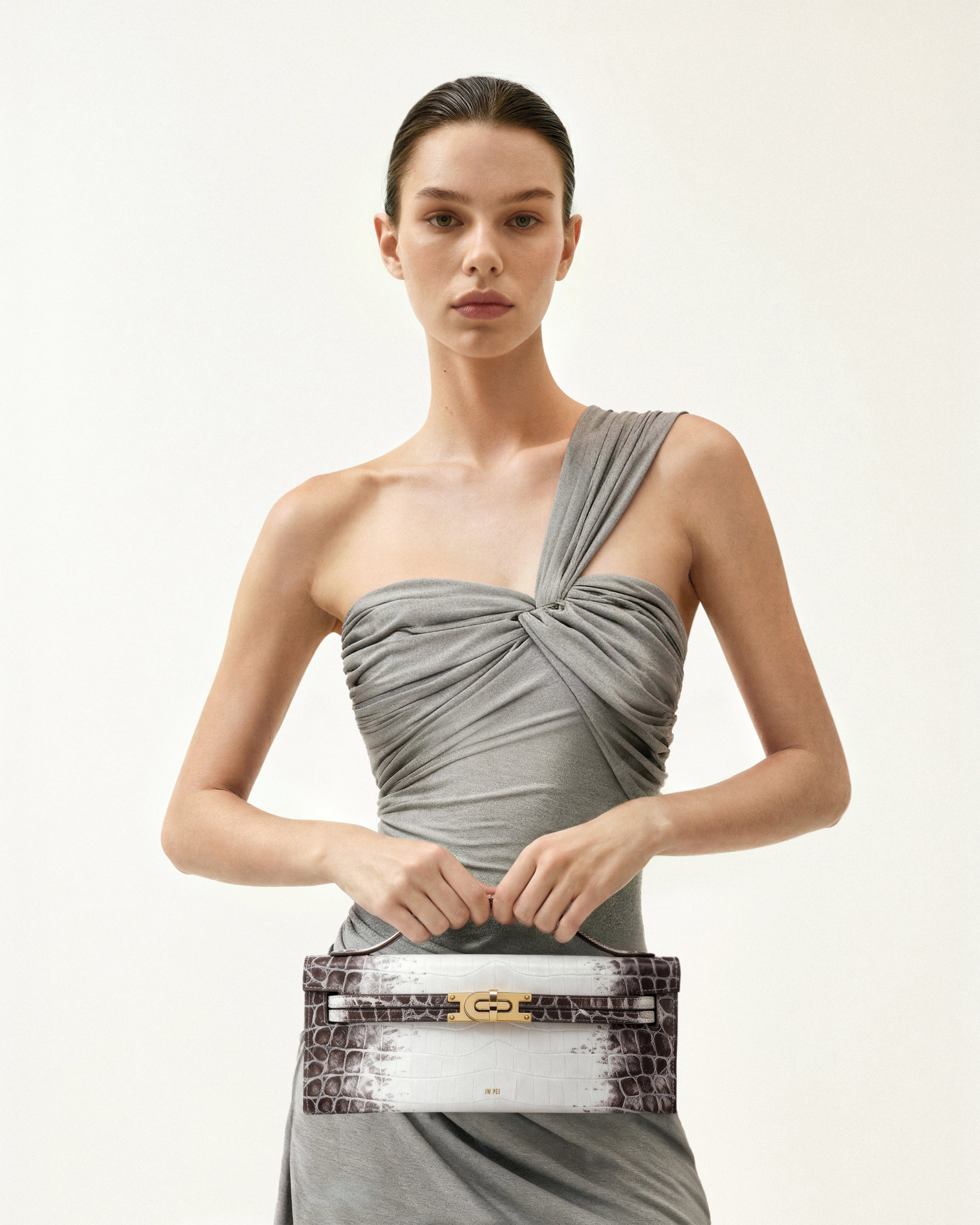 Bria Structured Top Handle Bag - White Croc – JW PEI LATAM