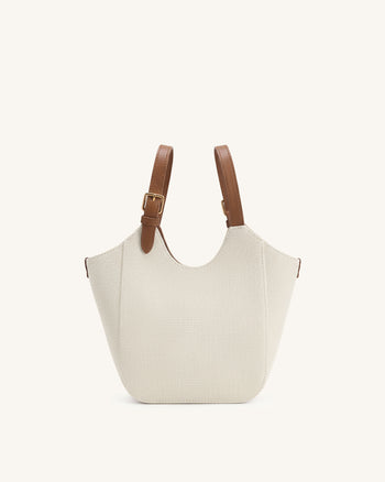 Ines Padlock Tote Bag - Brown Canvas