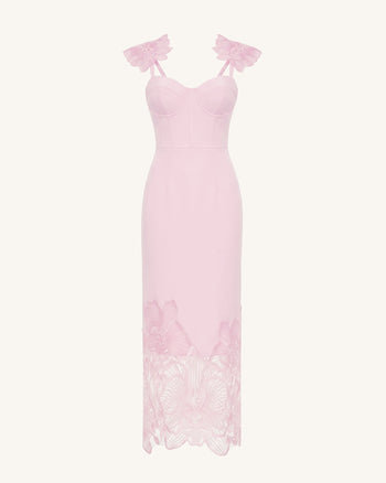 Orchid Embroidered Corset Dress - Dusty Rose