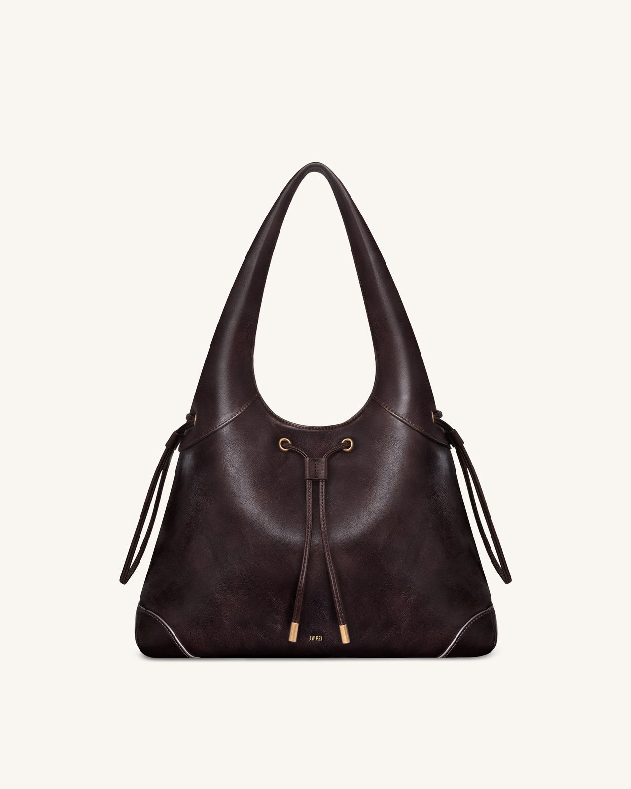 Celandra Drawstring Hobo Bag - Dark Brown