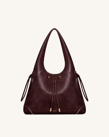 Celandra Drawstring Hobo Bag - Deep Burgundy