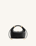 Ellie Metal Ring Embellished Top Handle Bag - Black