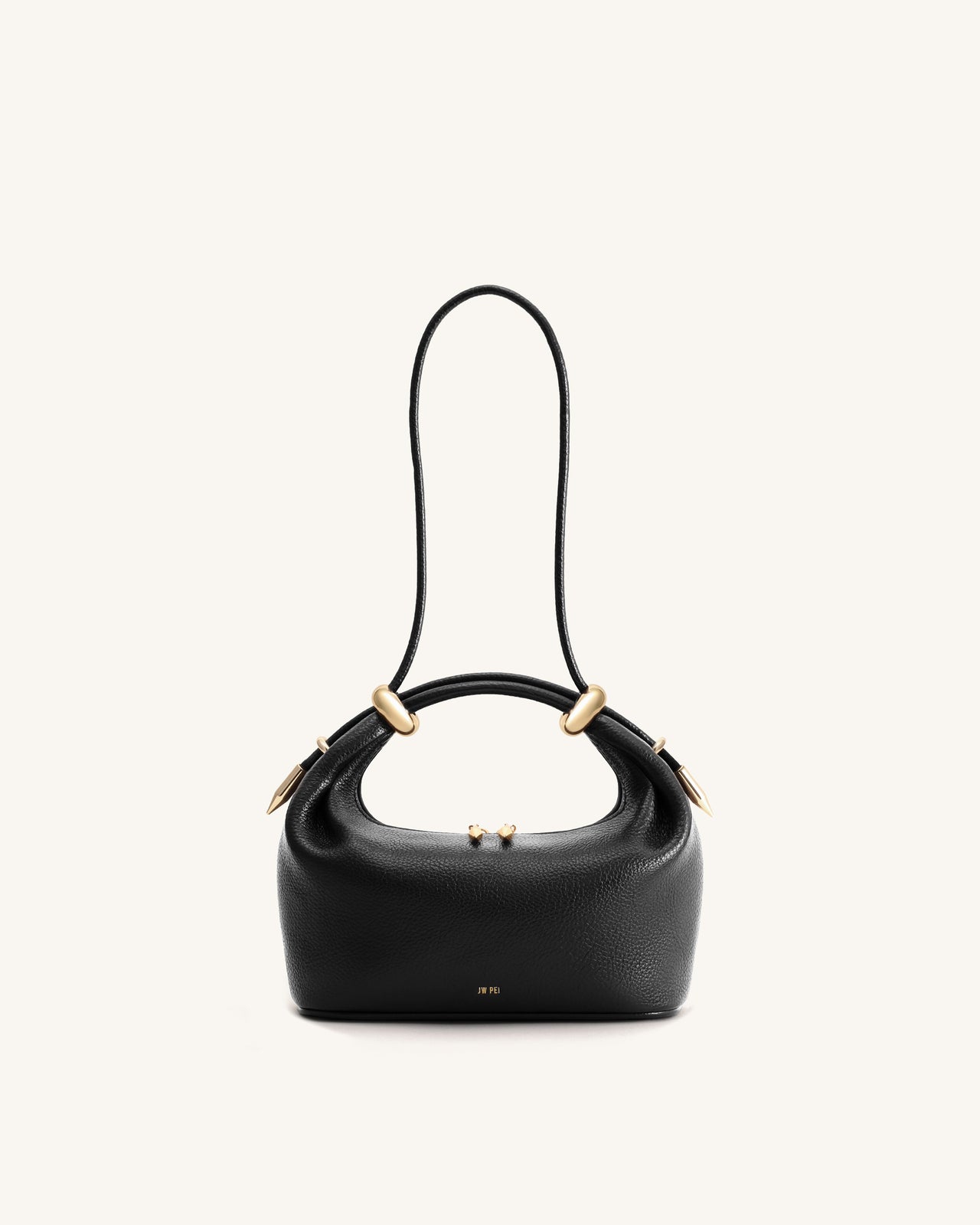 Ellie Metal Ring Embellished Top Handle Bag - Black