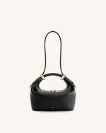 Ellie Metal Ring Embellished Top Handle Bag - Black