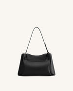 Rhea Pebbled Double Buckle Shoulder Bag - Black