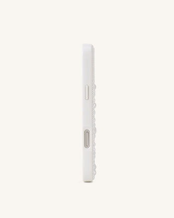 Butterfly Pearl Embellished Phone Case - White