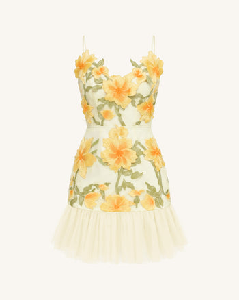 Floral Sling Mini Dress - Marigold