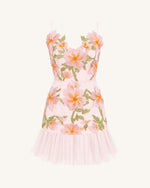 Floral Sling Mini Dress - Rose Pink