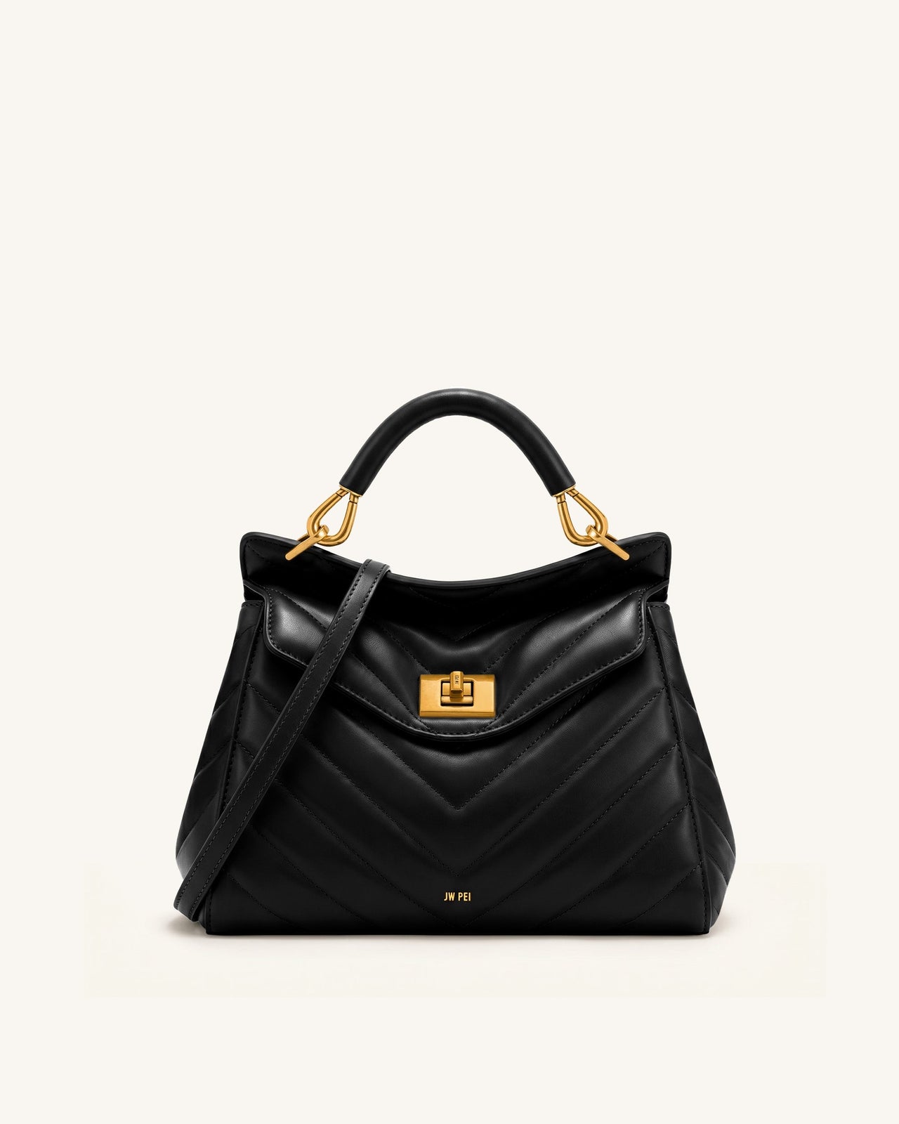 Lucia Classic Top Handle Bag - Jet Black