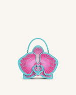 Flora Orchid Shaped Top Handle Bag - Pink Blue