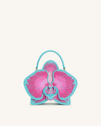 Flora Orchid Shaped Top Handle Bag - Pink Blue