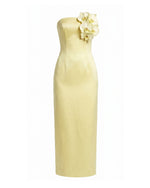 Orchid Embellished Strapless Maxi Dress - Yellow
