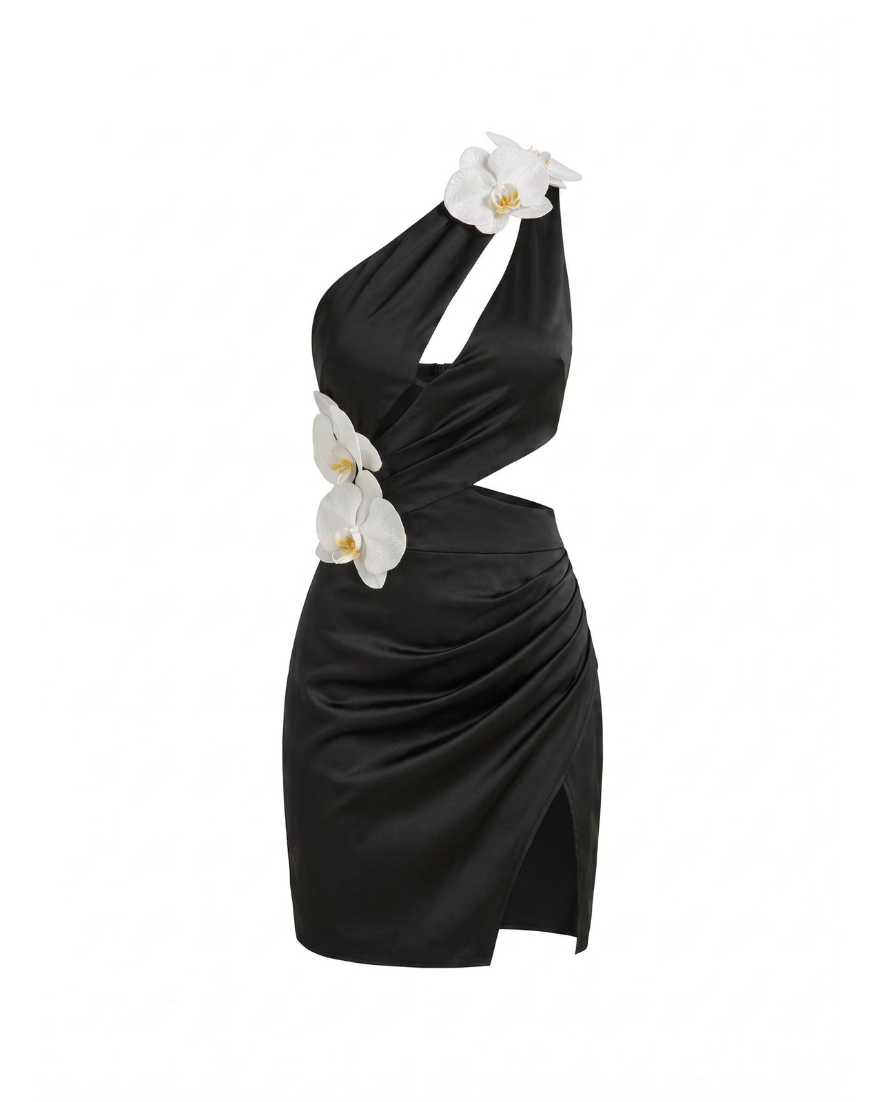 Orchid Embellished Cutout Mini Dress - Black