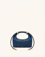 Ellie Metal Ring Embellished Top Handle Bag - Blue Denim