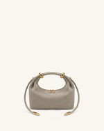 Ellie Faux Suede Metal Ring Embellished Top Handle Bag - Grey