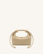 Ellie Metal Ring Embellished Top Handle Bag - Beige