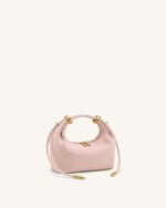 Ellie Faux Suede Metal Ring Embellished Top Handle Bag - Pink