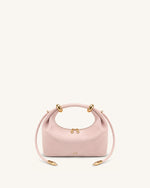 Ellie Faux Suede Metal Ring Embellished Top Handle Bag - Pink