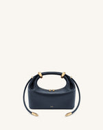 Ellie Metal Ring Embellished Top Handle Bag - Navy
