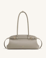 Arden Pebbled Belt Detail East-West Shoulder Bag - Taupe