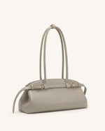 Arden Pebbled Belt Detail East-West Shoulder Bag - Taupe