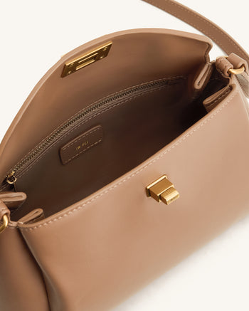 Greta Twist-Lock Crossbody Bag - Brown