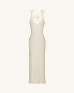 Textured Knit Halter Maxi Dress - Cream