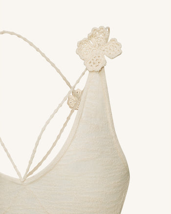 Textured Knit Halter Maxi Dress - Cream