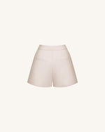 Woven Cotton Tailored Shorts - Beige