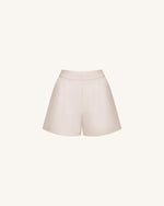 Woven Cotton Tailored Shorts - Beige