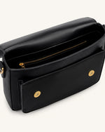 Mirelle Pebbled Top Handle Satchel - Black