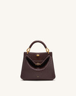 Lucia Elephant-Effect Top Handle Bag - Dark Brown