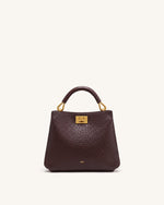 Lucia Elephant-Effect Top Handle Bag - Dark Brown