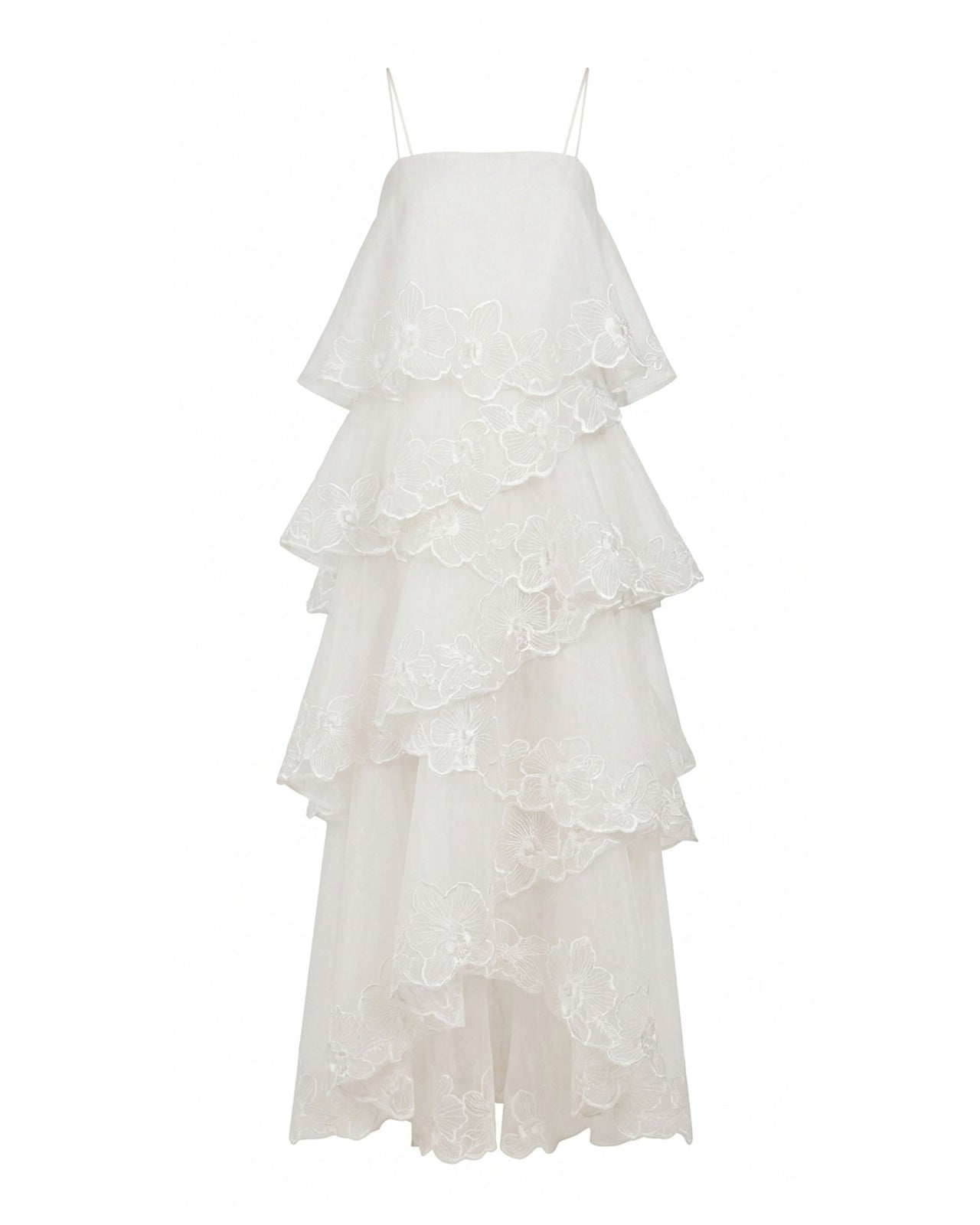 Orchid Embroidered Layered Maxi Dress - White