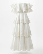 Orchid Embroidered Tiered Off-Shoulder Maxi Dress - White
