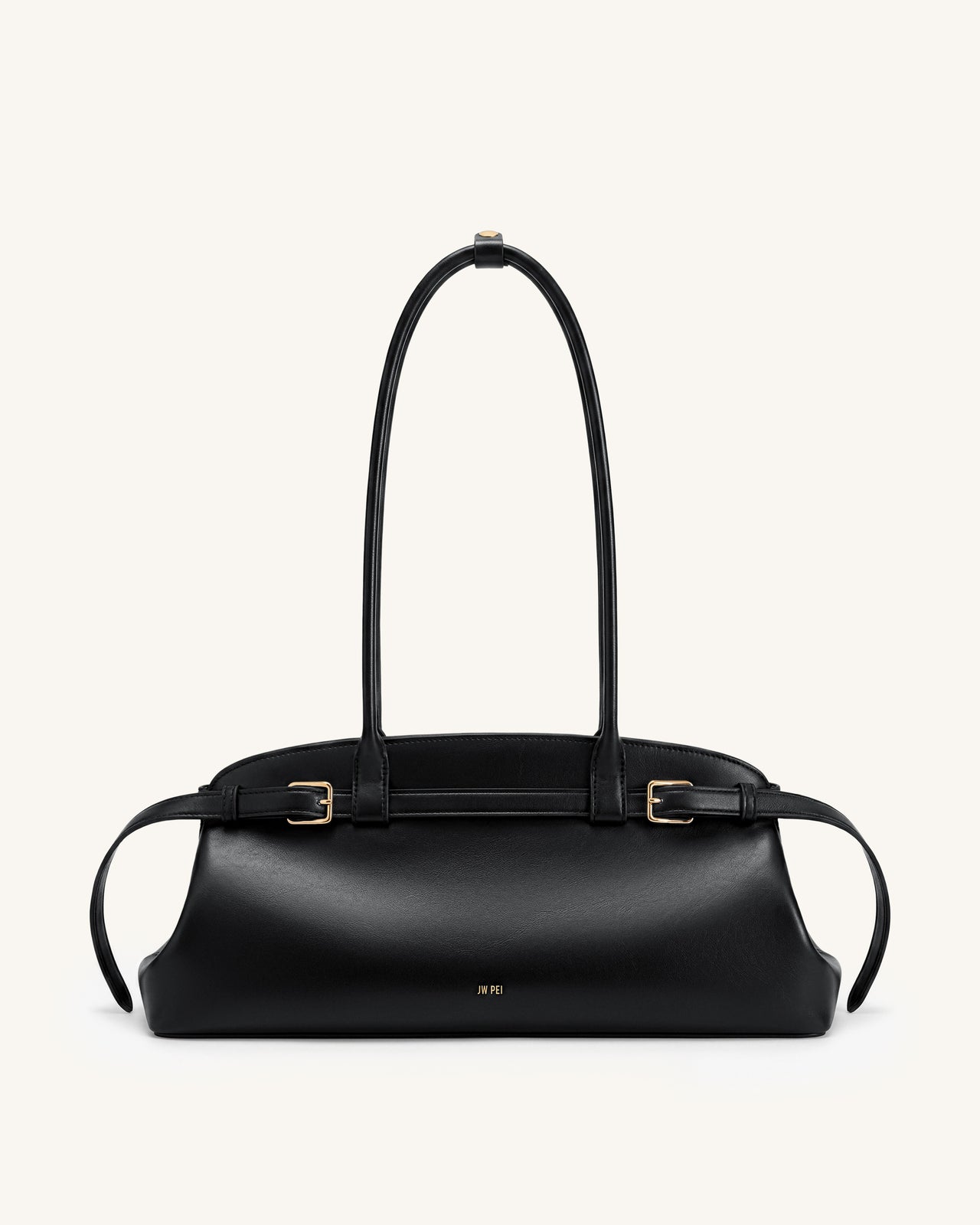 Arden Belt Detail East-West Shoulder Bag - Black