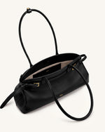 Arden Belt Detail East-West Shoulder Bag - Black
