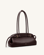 Arden Belt Detail East-West Shoulder Bag - Dark Brown
