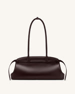 Arden Belt Detail East-West Shoulder Bag - Dark Brown