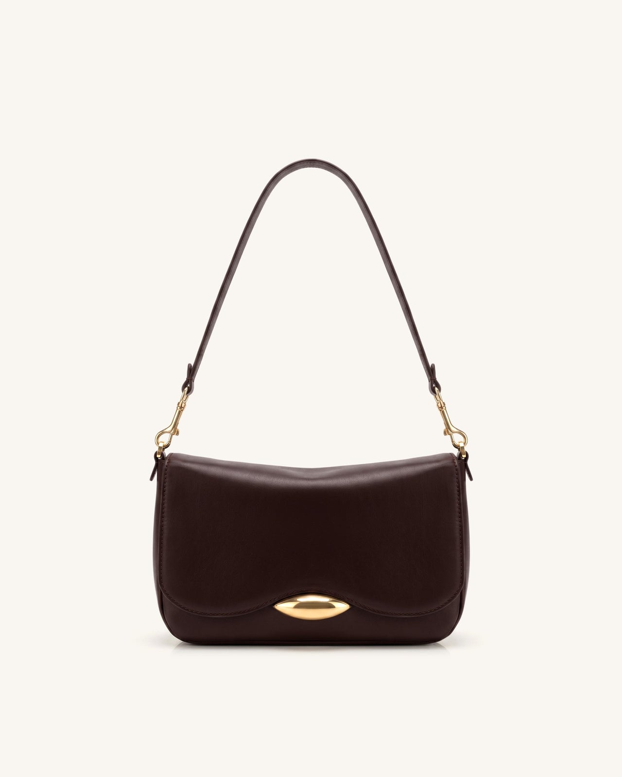 Sofia Classic Flap Shoulder Bag - Dark Brown