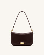 Sofia Classic Flap Shoulder Bag - Dark Brown