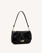 Sofia Ruched Shoulder Bag - Black