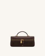 Cleo Faux Suede Vanity Bag - Dark Brown