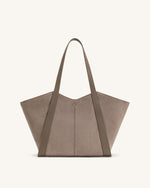 Kiana Large Capacity Faux Suede Tote Bag - Taupe