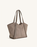 Kiana Large Capacity Faux Suede Tote Bag - Taupe