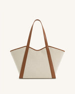 Kiana Large Capacity Tote Bag - Brown Canvas