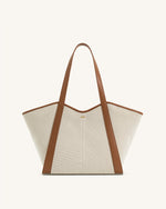 Kiana Large Capacity Tote Bag - Brown Canvas